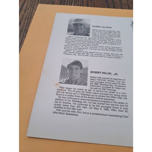 Vintage Miller High Life NASCAR Spec Card Bobby Allison Buick #12 #8 1980s - Picture 3 of 4